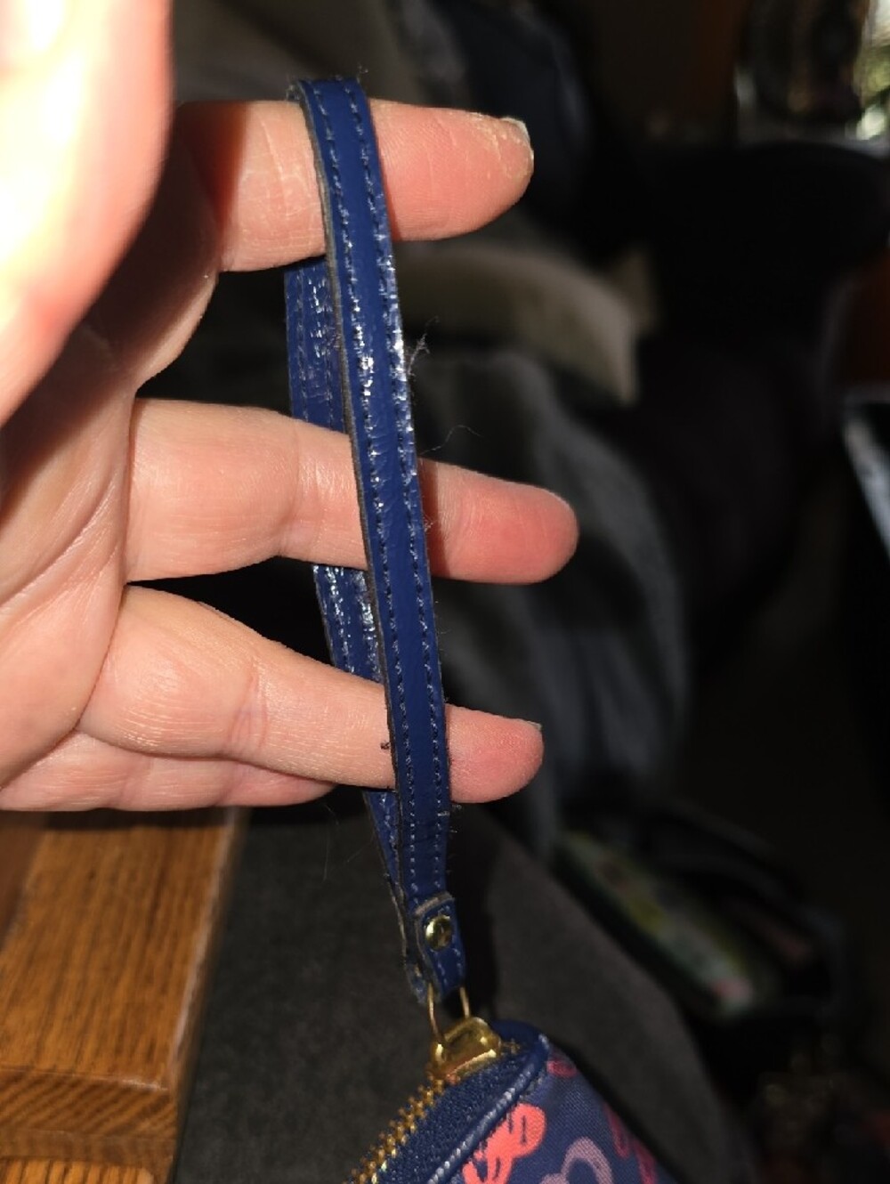 Coach 'Project' Navy Wristlet with Multicolor Script Hearts - Picture 3 of 15